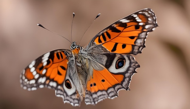 Una hermosa mariposa con texturas interesantes en una naranja