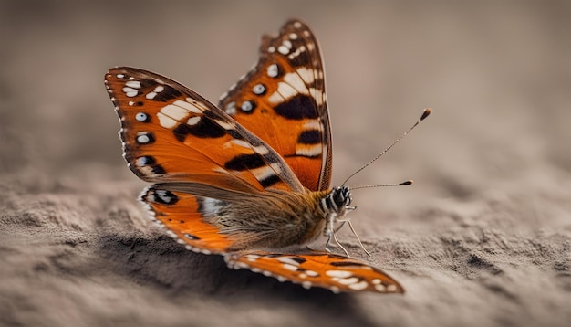 Una hermosa mariposa con texturas interesantes en una naranja