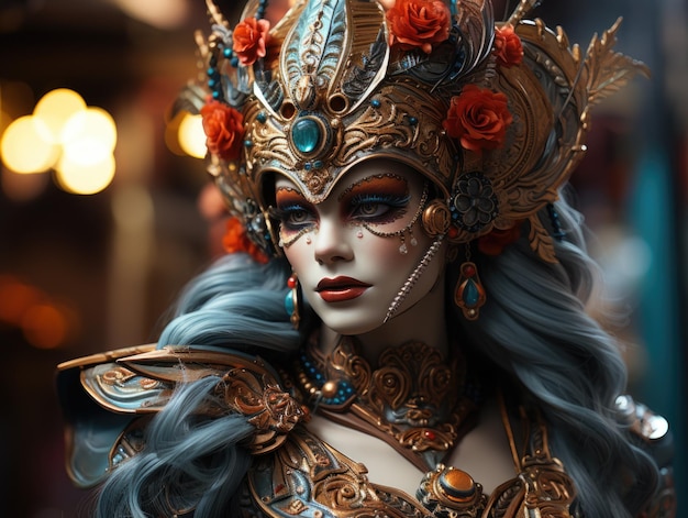 La hermosa máscara del carnaval de Venecia Italia