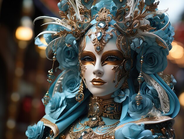 La hermosa máscara del carnaval de Venecia Italia