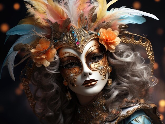 La hermosa máscara del carnaval de Venecia Italia