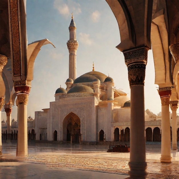 Foto hermosa mezquita para el islam musulmán