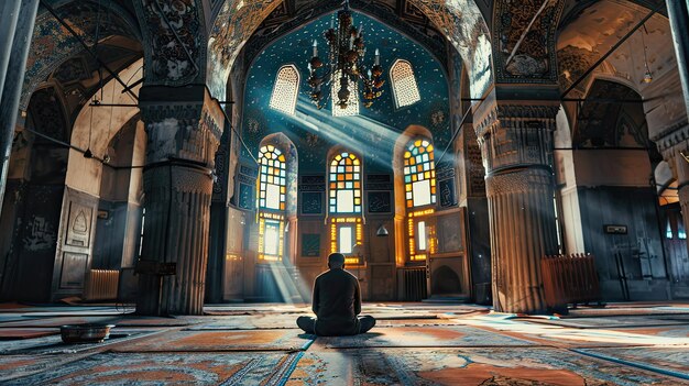 La hermosa mezquita de Romadan Eid Alfitr Luna con un papel tapiz de fondo