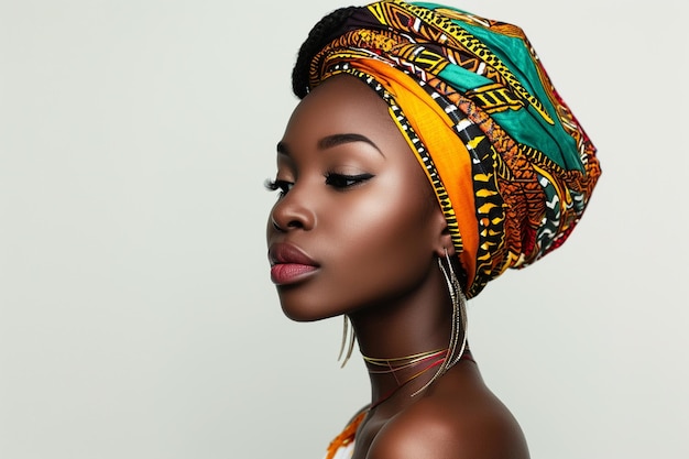 hermosa modelo femenina africana con vestido tradicional