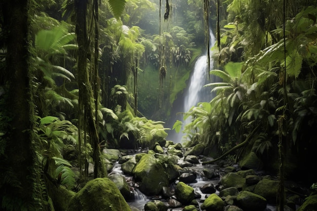 Hermosa montaña Cascada Paisaje natural Panorama general