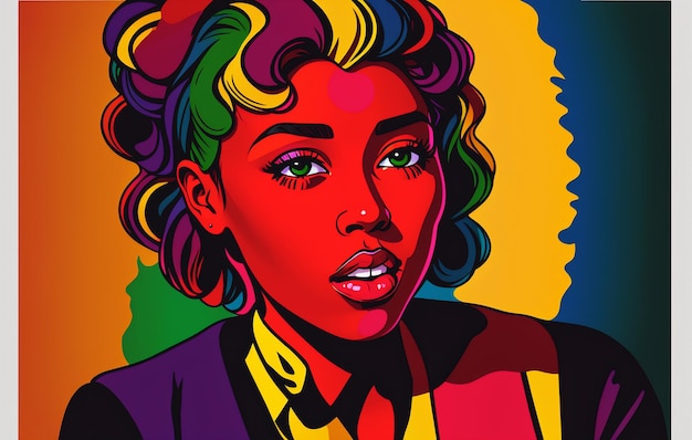 Hermosa mujer afroamericana en estilo pop art