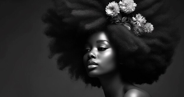 Hermosa mujer afroamericana orgullosa retrato de mujer joven alegre con peinado afro belleza g