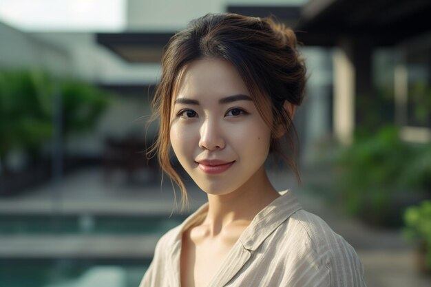 Hermosa mujer asiática con sonrisa
