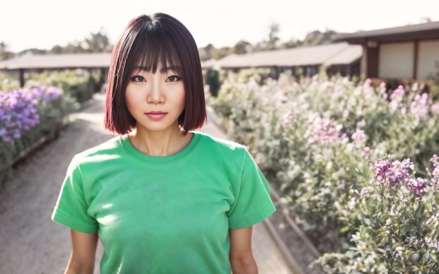 Hermosa mujer asiática vistiendo ropa deportiva AI generativa