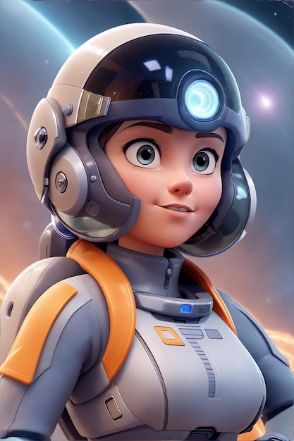 hermosa mujer astronauta en un planeta desconocido futurista retrato de astronauta 3d ai generativo