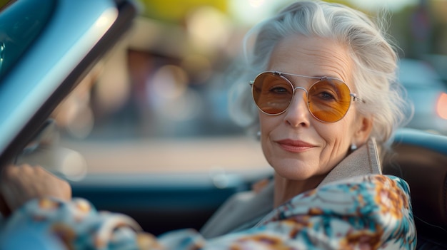 una hermosa mujer de cabello gris de edad