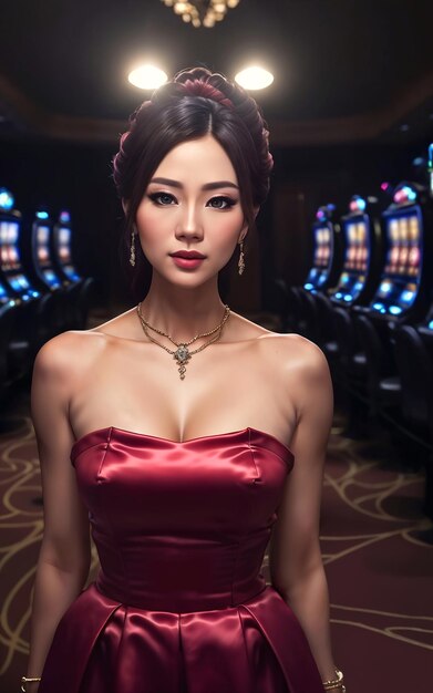 Hermosa mujer en el casino de lujo AI generativa de juego