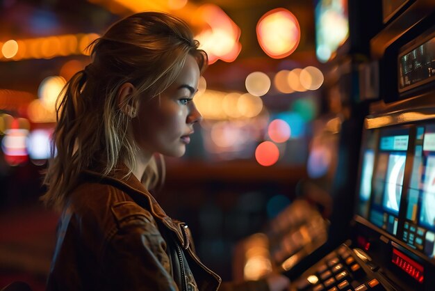 Foto hermosa mujer del casino.