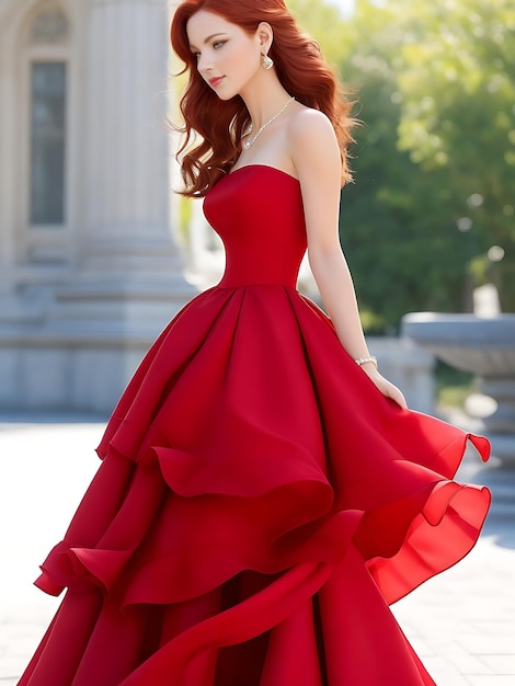 Hermosa mujer europea con cabello rojo sedoso