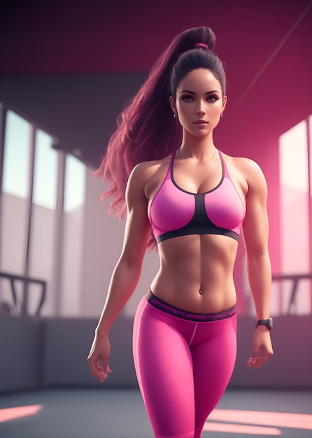 Hermosa mujer fitness con cuerpo perfecto en forma usando ropa deportiva  para el entrenamiento de gimnasia