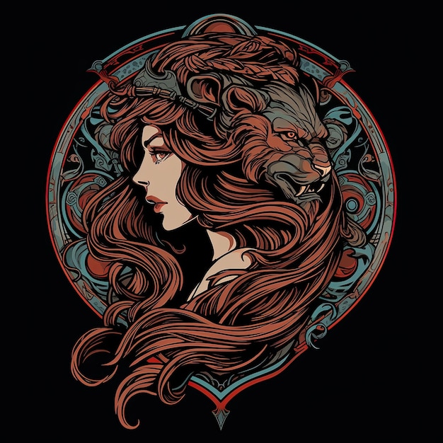 Hermosa mujer guerrera vikinga para impresiones de camisetas Ilustración vectorial