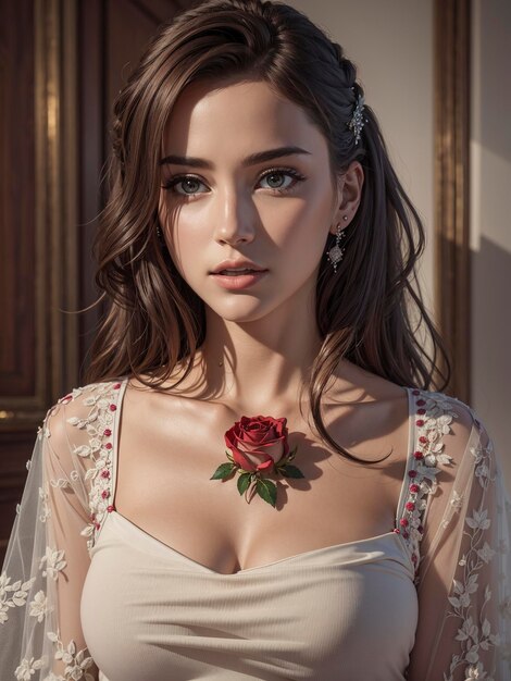 hermosa mujer y hermosas rosas