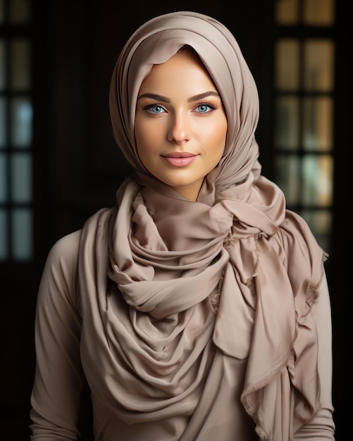 Hermosa mujer Hijab con fondo oscuro