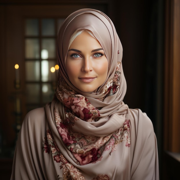 Hermosa mujer Hijab con fondo oscuro