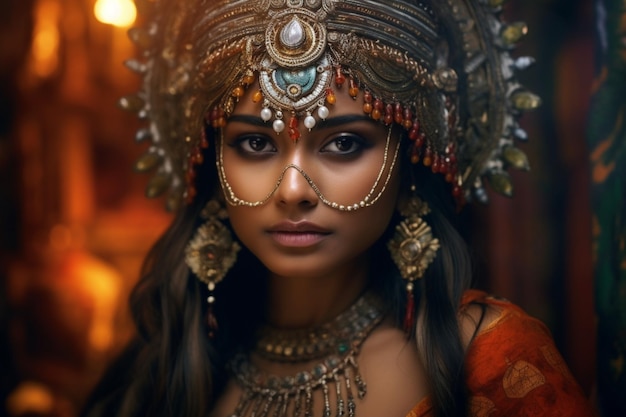 una hermosa mujer hindú