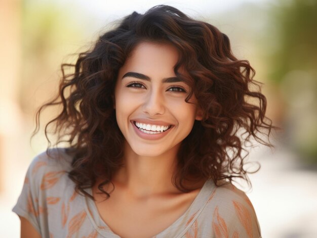 Hermosa mujer hispana feliz sonriendo