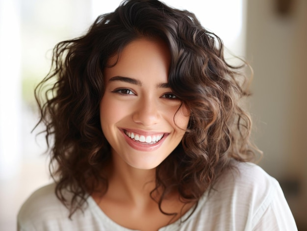 Hermosa mujer hispana feliz sonriendo