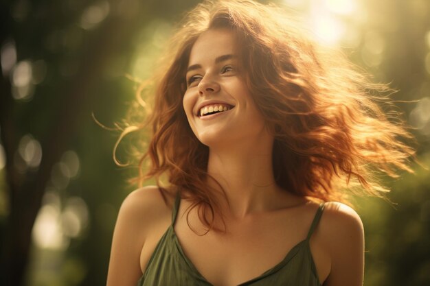 Foto hermosa mujer joven con deportes verdes ilustración ai generativexa