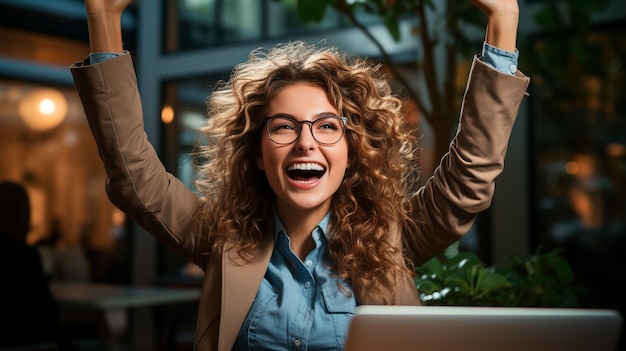 Foto hermosa mujer joven sonriendo a la cámara en el café