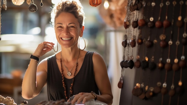 Hermosa mujer en joyería