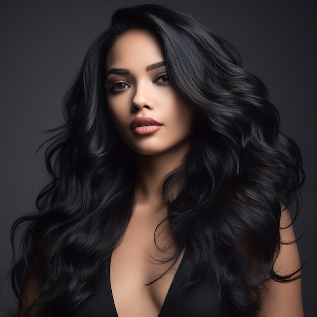 hermosa mujer latina de cabello negro sedoso