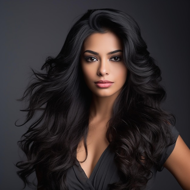 hermosa mujer latina de cabello negro sedoso