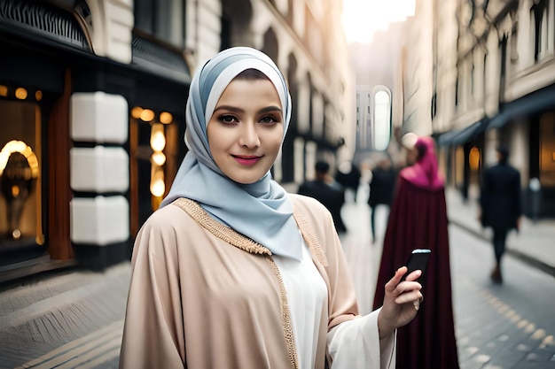 una hermosa mujer musulmana asiática con hijab