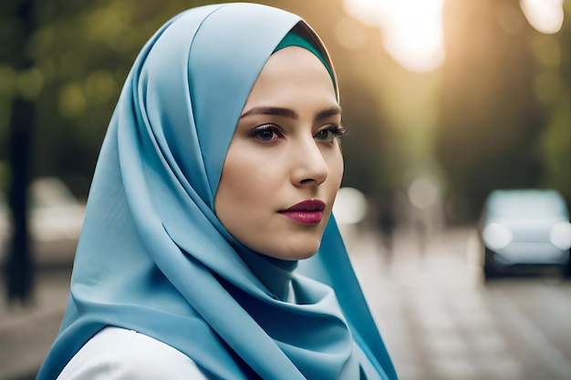 una hermosa mujer musulmana asiática usando hijab