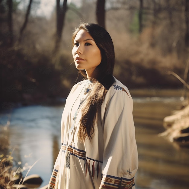 Foto la hermosa mujer nativa americana muscogee creek