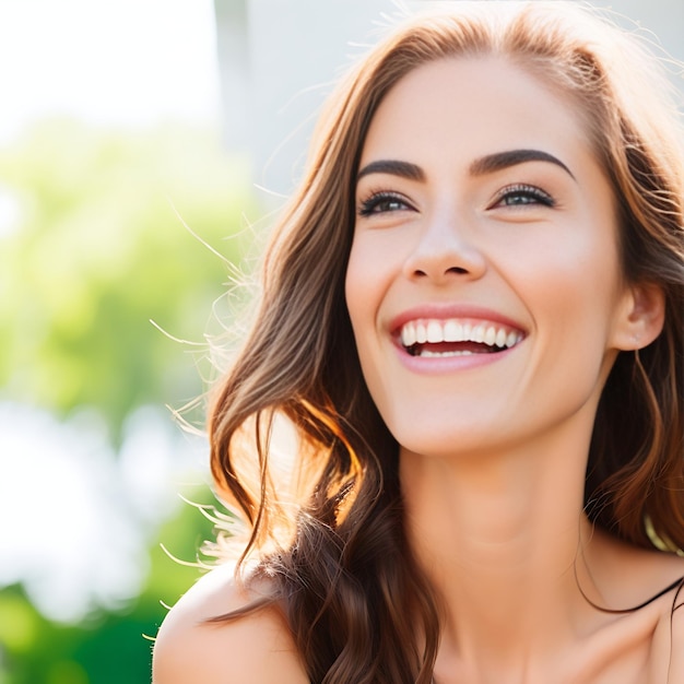 hermosa mujer con una sonrisa sobre fondo sólido