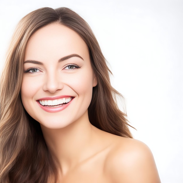 hermosa mujer con una sonrisa sobre fondo sólido