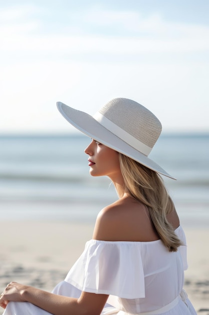 Hermosa mujer en verano con sombrero