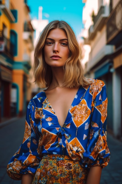 Hermosa mujer en verano con sombrero