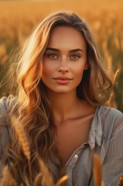 Hermosa mujer en verano con sombrero