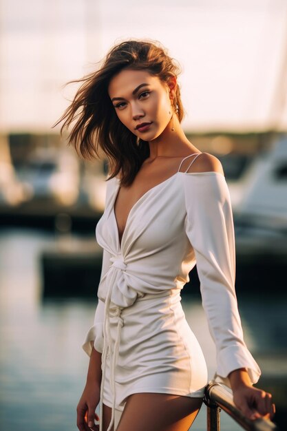 Hermosa mujer en verano con sombrero