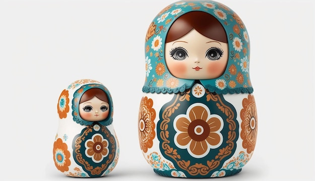 Hermosa muñeca diseñada recuerdos matryoshka imagen de madera ai arte generado
