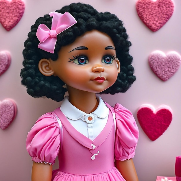 Hermosa muñeca con vestido rosa
