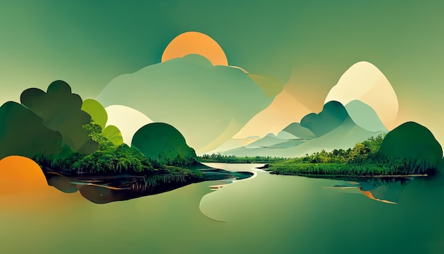 La hermosa naturaleza al revés o al revés ilustración