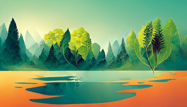 Hermosa naturaleza al revés o al revés Ilustraciones