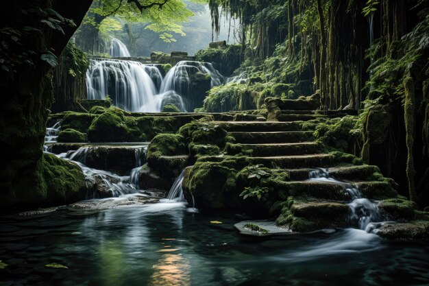 hermosa naturaleza con cascadas naturales fotografía profesional