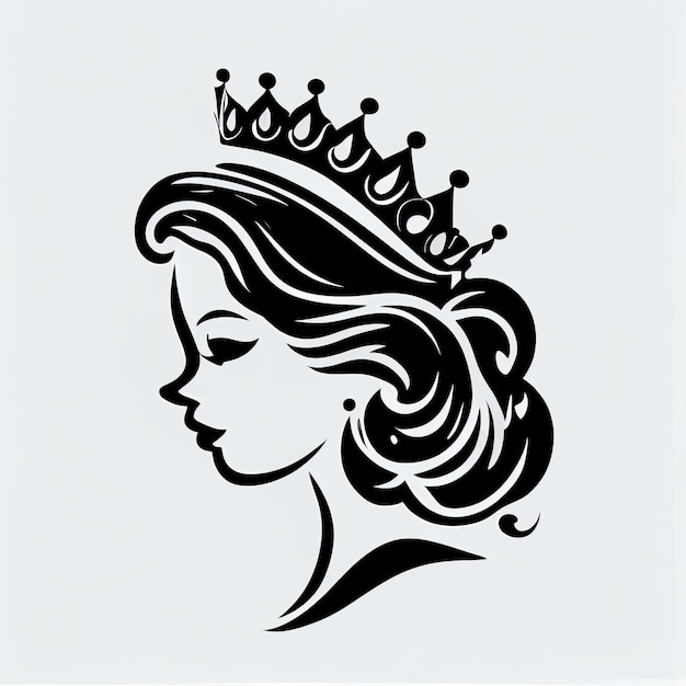 Hermosa niña dama mujer mujer princesa logo minimalista simple ilustración AI generativa