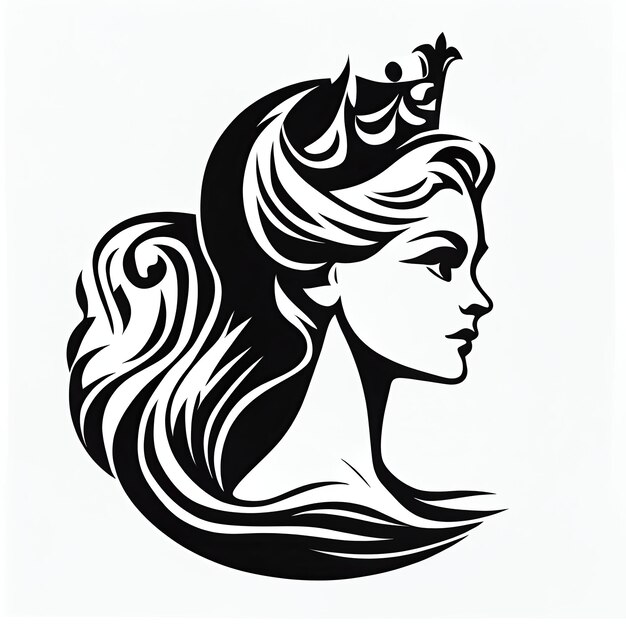 Hermosa niña dama mujer mujer princesa logo minimalista simple ilustración AI generativa