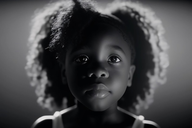 hermosa niña negra con expresión seria con pose de poder, campaña de vidas negras importa