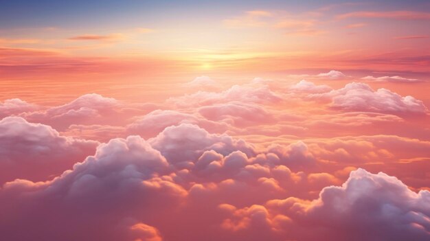 Hermosa nube de cielo de luz dramática y mar de nubes en el tiempo de la tarde en vista aérea