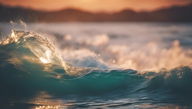 Una hermosa ola en el océano al atardecer Un hermoso fondo natural